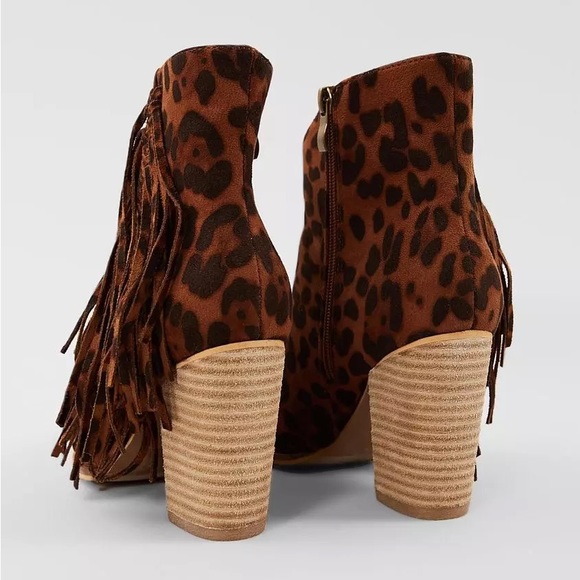 Buckle Leopard Fringe Ankle Booties - Picture 2 of 2